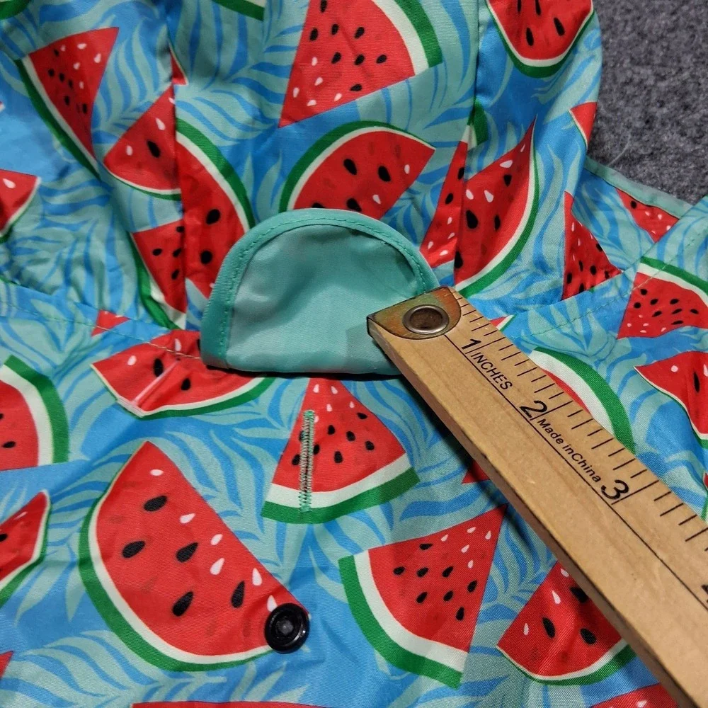 Watermelon Print Dog Raincoat Hooded Blue‎ Tropical Fruit Pet Jacket Small